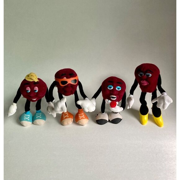 Set of 4 Vintage Applause California Raisins Plush 1988 Hardees Figures Toys - Picture 1 of 10
